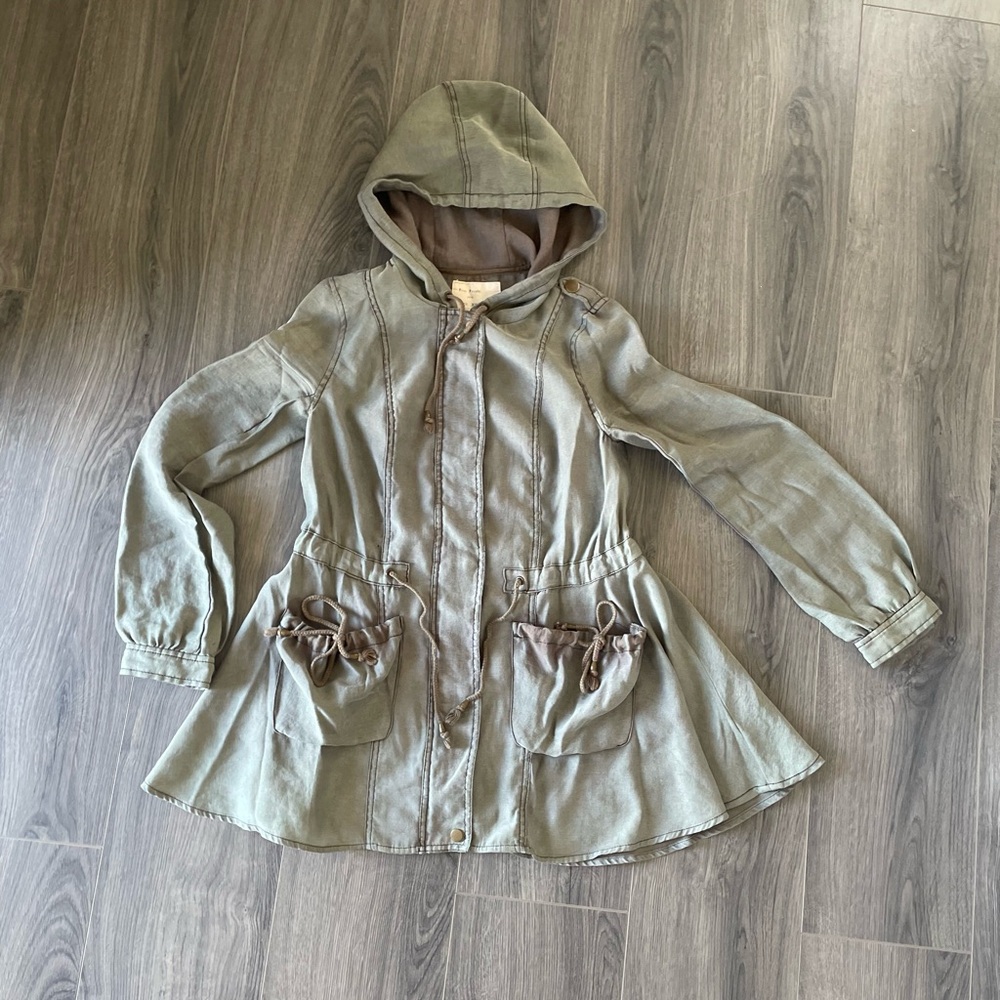 Free People Utility Jacket Olive Green Women’s size XS Military Cargo Coat Boho